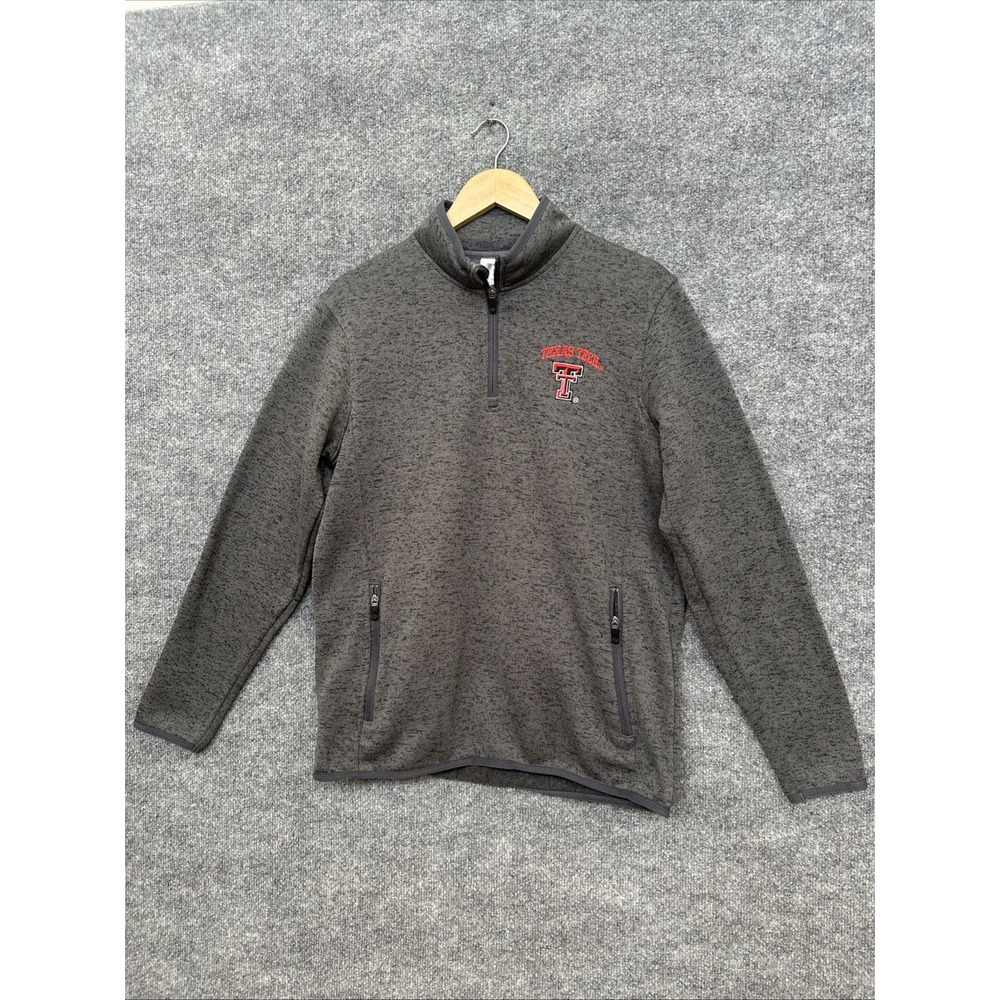 Texas Tech Red Raiders Russell Mens Sz M Gray Quarter Zip Pullover Sweater Knit